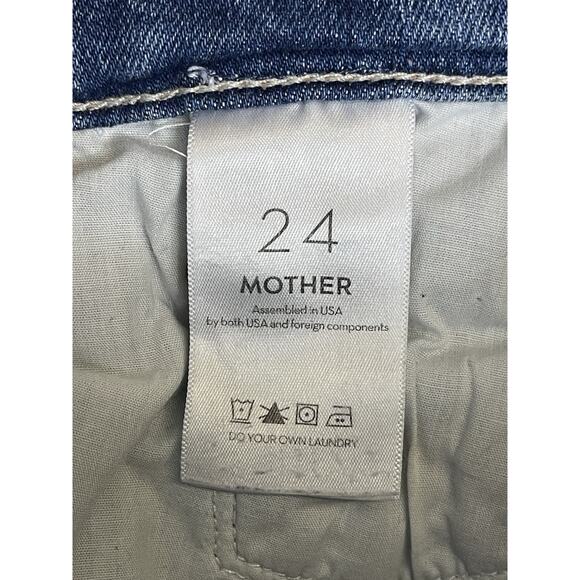 Mother Jeans Womens 24 Blue The Pixie Tomcat Crop‎ Distressed Mid Rise Denim - Picture 6 of 15